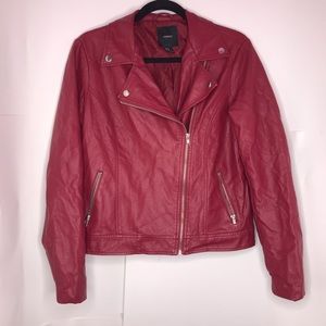 Forever 21 | Burgundy Faux Leather Biker Jacket